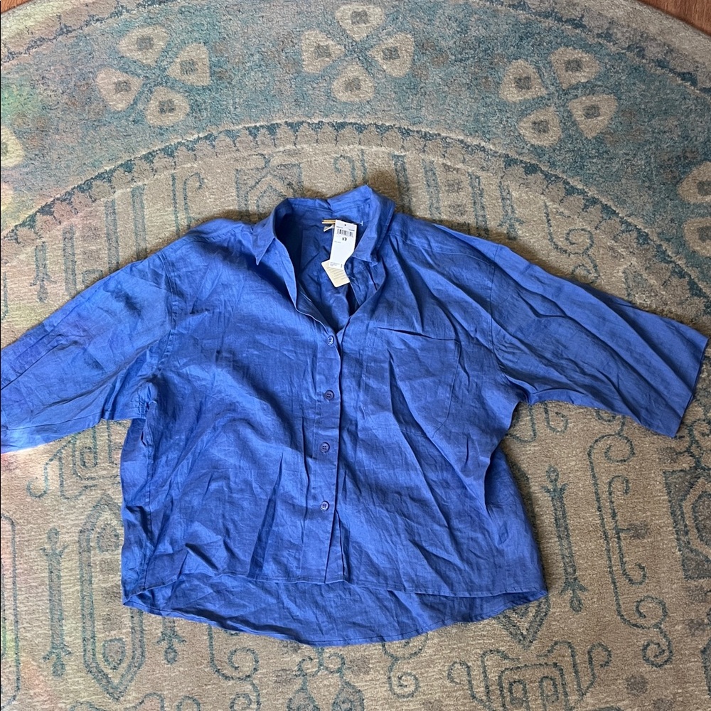 Magaschoni Vibrant Blue Linen Shirt BNWT